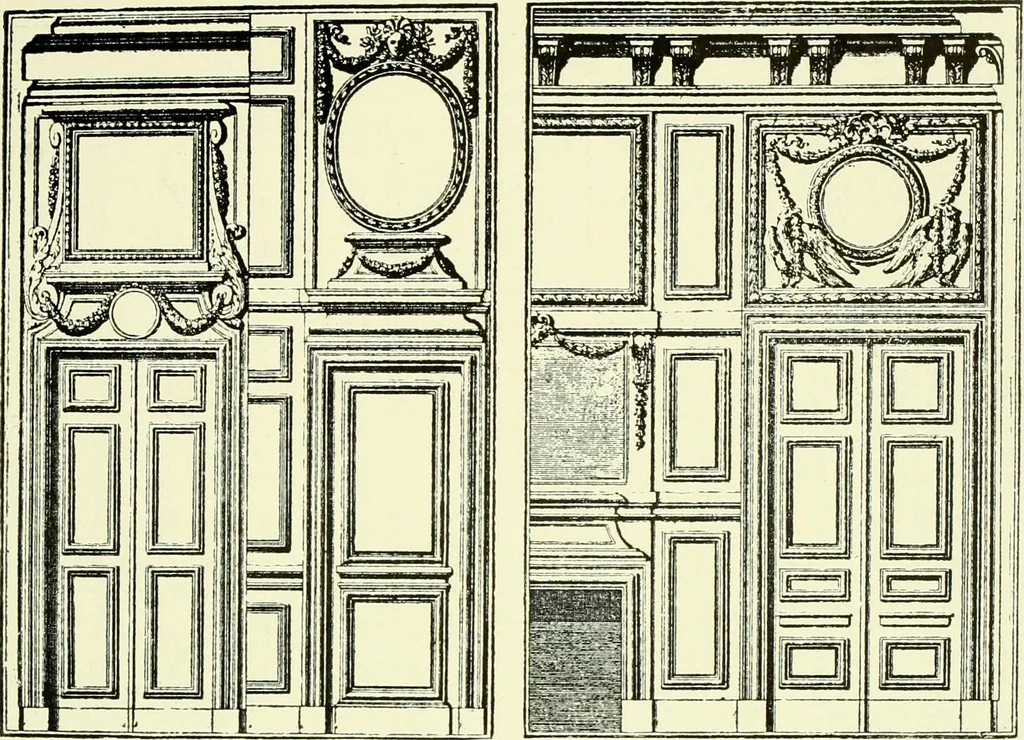 An illustration from An historical guide to French interiors, furniture, decoration, woodwork & allied arts during the last half of the seventeenth century, the whole of the eighteenth century, and the earlier part of the nineteenth, 1903, leaf 180