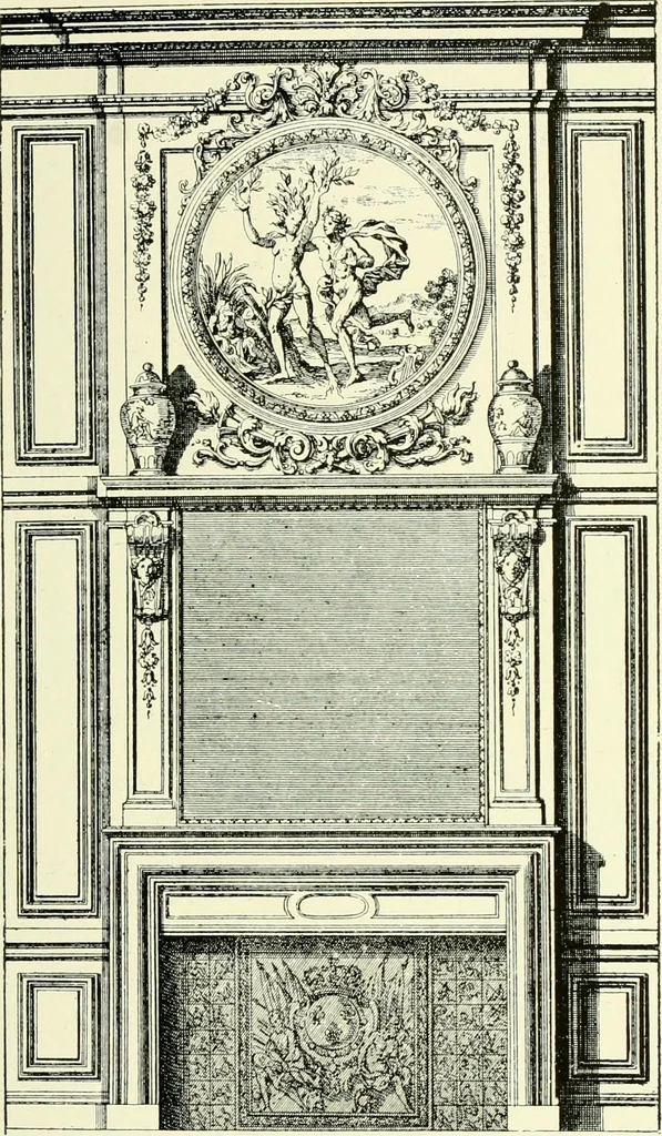 An illustration from An historical guide to French interiors, furniture, decoration, woodwork & allied arts during the last half of the seventeenth century, the whole of the eighteenth century, and the earlier part of the nineteenth, 1903, leaf 182