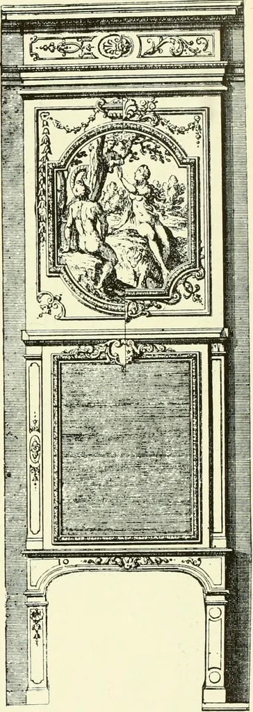 An illustration from An historical guide to French interiors, furniture, decoration, woodwork & allied arts during the last half of the seventeenth century, the whole of the eighteenth century, and the earlier part of the nineteenth, 1903, leaf 182