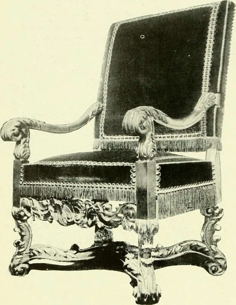 An illustration from An historical guide to French interiors, furniture, decoration, woodwork & allied arts during the last half of the seventeenth century, the whole of the eighteenth century, and the earlier part of the nineteenth, 1903, leaf 183