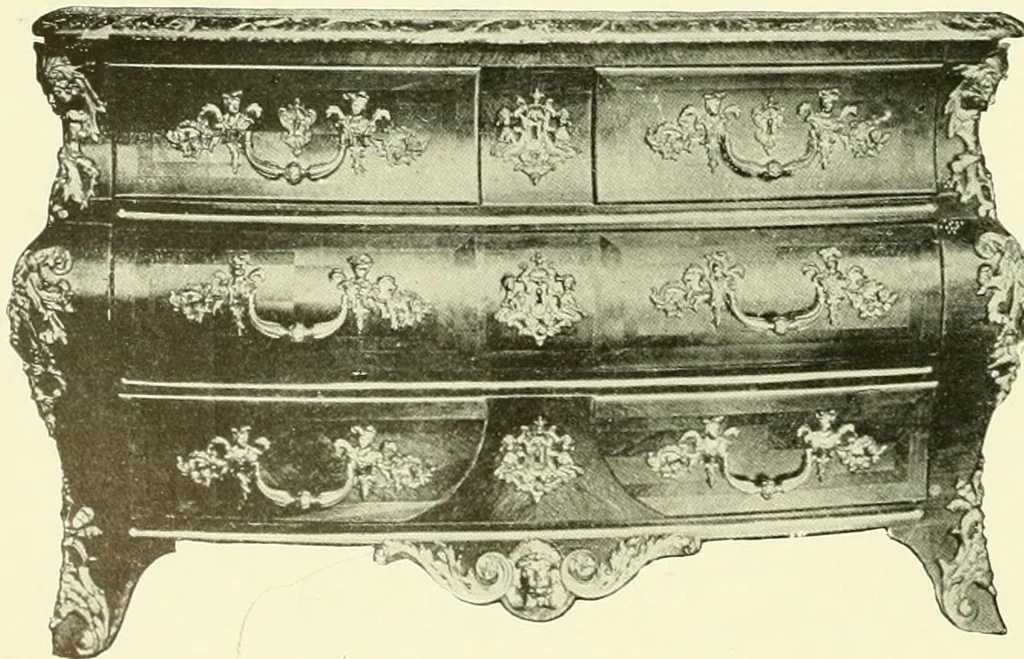 An illustration from An historical guide to French interiors, furniture, decoration, woodwork & allied arts during the last half of the seventeenth century, the whole of the eighteenth century, and the earlier part of the nineteenth, 1903, leaf 185