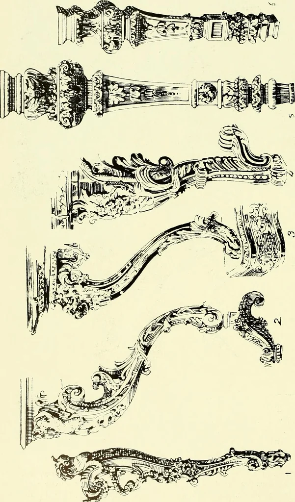 An illustration from An historical guide to French interiors, furniture, decoration, woodwork & allied arts during the last half of the seventeenth century, the whole of the eighteenth century, and the earlier part of the nineteenth, 1903, leaf 187