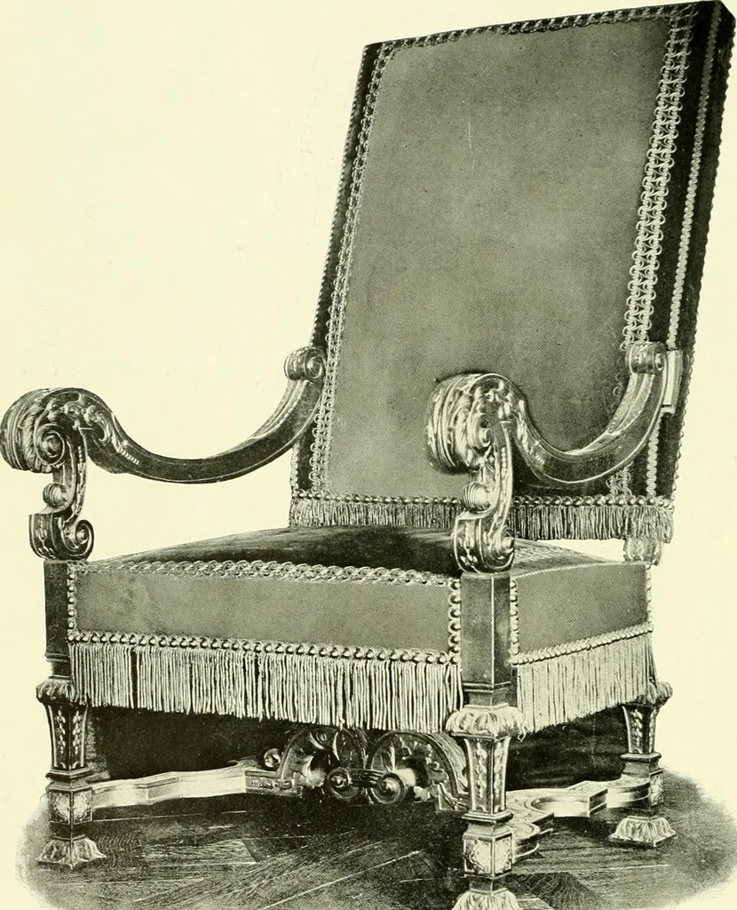 An illustration from An historical guide to French interiors, furniture, decoration, woodwork & allied arts during the last half of the seventeenth century, the whole of the eighteenth century, and the earlier part of the nineteenth, 1903, leaf 189
