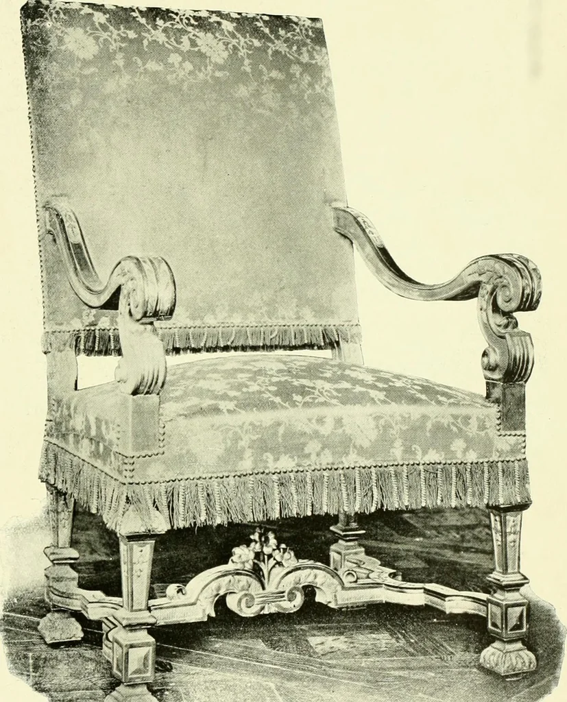 An illustration from An historical guide to French interiors, furniture, decoration, woodwork & allied arts during the last half of the seventeenth century, the whole of the eighteenth century, and the earlier part of the nineteenth, 1903, leaf 190