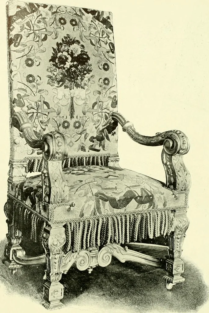 An illustration from An historical guide to French interiors, furniture, decoration, woodwork & allied arts during the last half of the seventeenth century, the whole of the eighteenth century, and the earlier part of the nineteenth, 1903, leaf 193