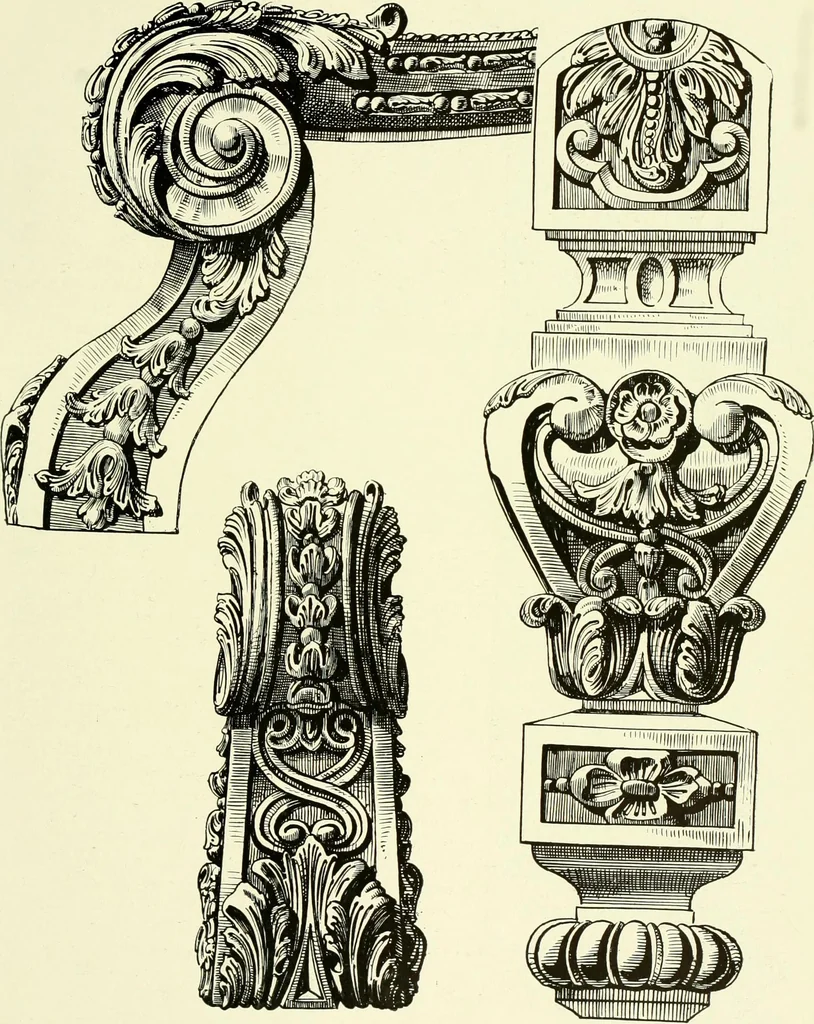 An illustration from An historical guide to French interiors, furniture, decoration, woodwork & allied arts during the last half of the seventeenth century, the whole of the eighteenth century, and the earlier part of the nineteenth, 1903, leaf 194