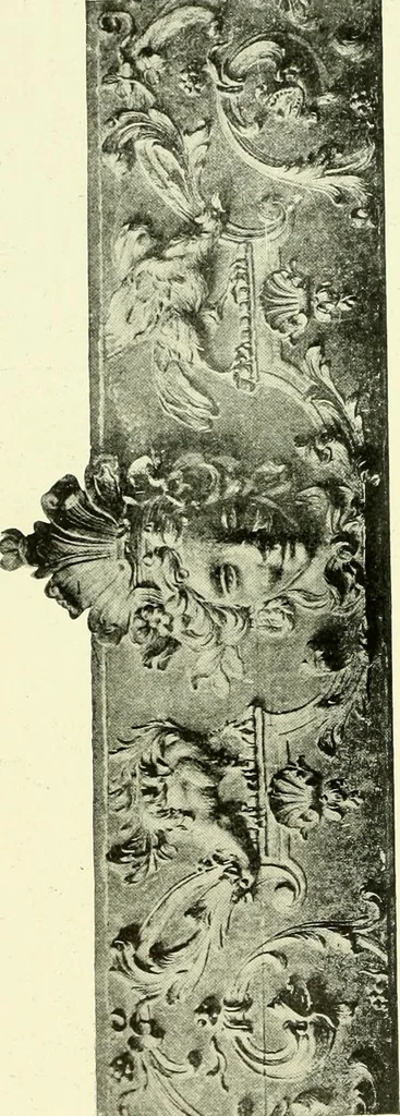 An illustration from An historical guide to French interiors, furniture, decoration, woodwork & allied arts during the last half of the seventeenth century, the whole of the eighteenth century, and the earlier part of the nineteenth, 1903, leaf 195