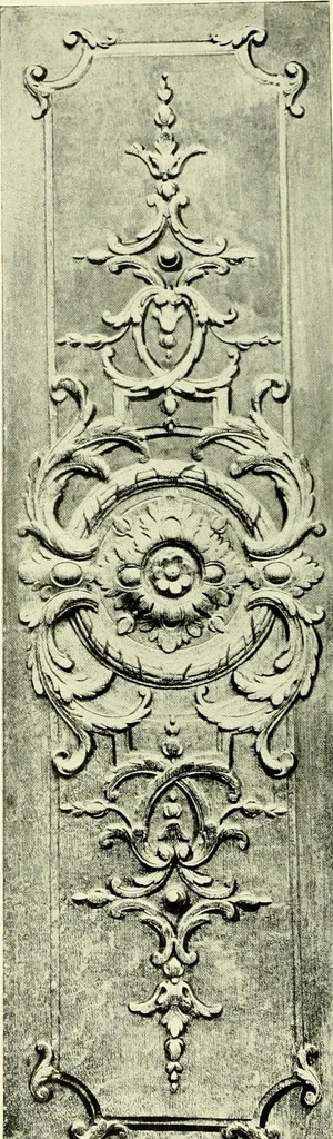 An illustration from An historical guide to French interiors, furniture, decoration, woodwork & allied arts during the last half of the seventeenth century, the whole of the eighteenth century, and the earlier part of the nineteenth, 1903, leaf 195