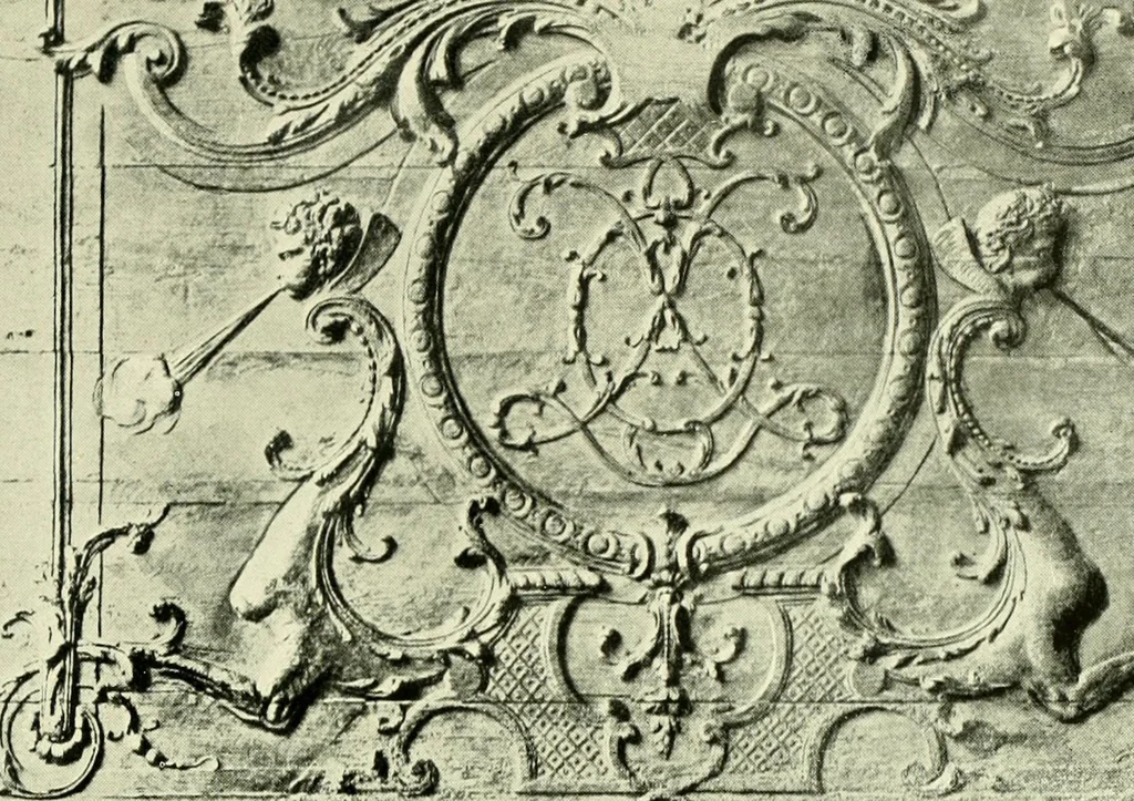 An illustration from An historical guide to French interiors, furniture, decoration, woodwork & allied arts during the last half of the seventeenth century, the whole of the eighteenth century, and the earlier part of the nineteenth, 1903, leaf 196