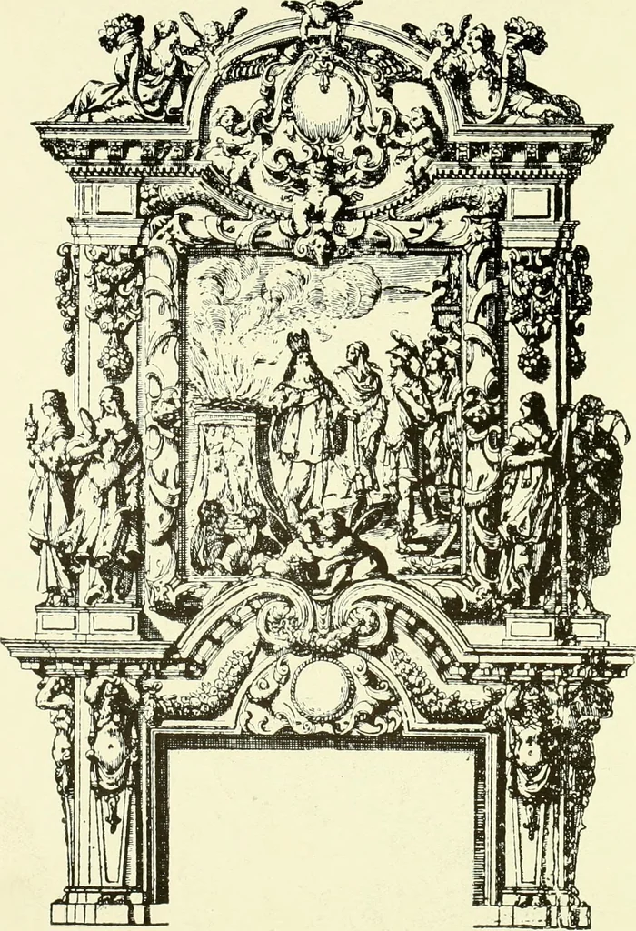 An illustration from An historical guide to French interiors, furniture, decoration, woodwork & allied arts during the last half of the seventeenth century, the whole of the eighteenth century, and the earlier part of the nineteenth, 1903, leaf 20