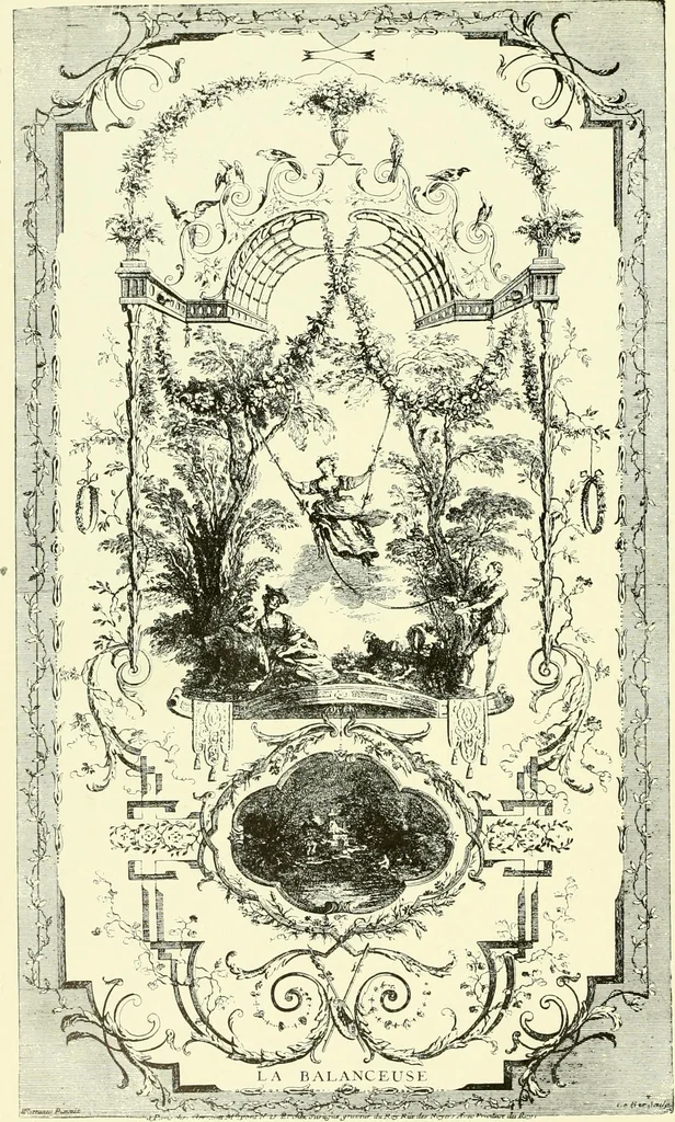 An illustration from An historical guide to French interiors, furniture, decoration, woodwork & allied arts during the last half of the seventeenth century, the whole of the eighteenth century, and the earlier part of the nineteenth, 1903, leaf 203