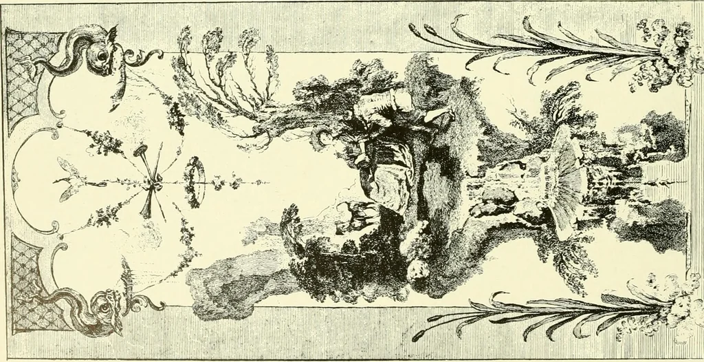 An illustration from An historical guide to French interiors, furniture, decoration, woodwork & allied arts during the last half of the seventeenth century, the whole of the eighteenth century, and the earlier part of the nineteenth, 1903, leaf 205