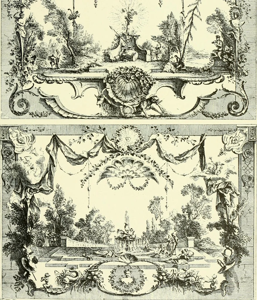 An illustration from An historical guide to French interiors, furniture, decoration, woodwork & allied arts during the last half of the seventeenth century, the whole of the eighteenth century, and the earlier part of the nineteenth, 1903, leaf 206