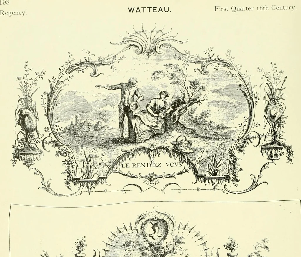An illustration from An historical guide to French interiors, furniture, decoration, woodwork & allied arts during the last half of the seventeenth century, the whole of the eighteenth century, and the earlier part of the nineteenth, 1903, leaf 207