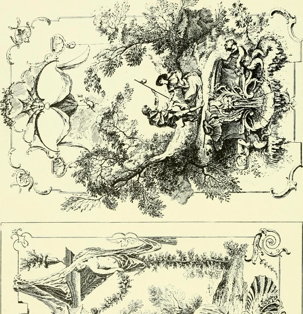 An illustration from An historical guide to French interiors, furniture, decoration, woodwork & allied arts during the last half of the seventeenth century, the whole of the eighteenth century, and the earlier part of the nineteenth, 1903, leaf 209