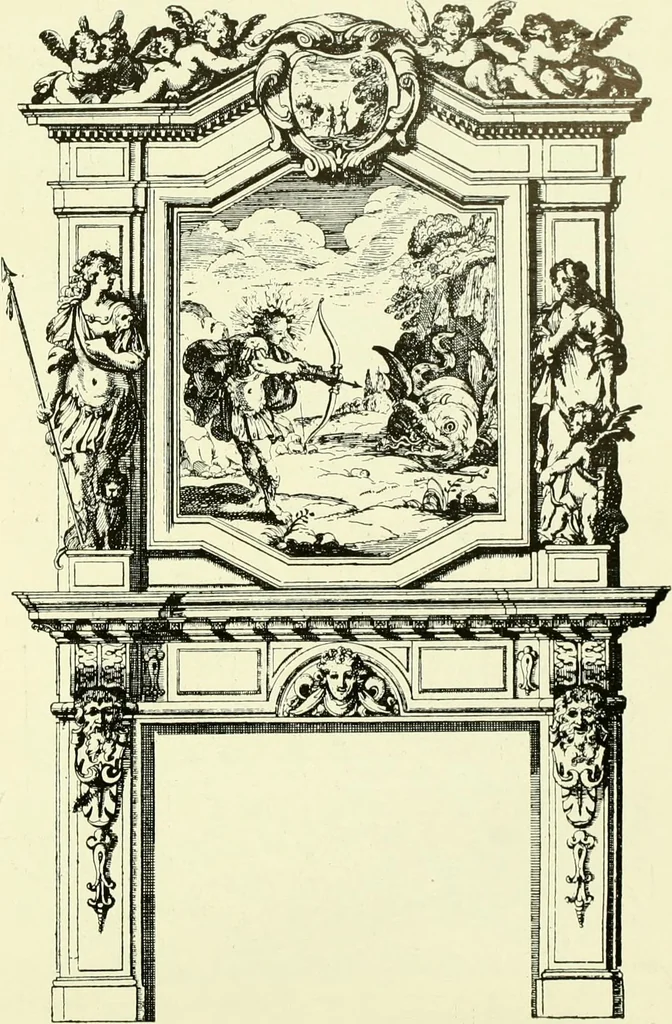An illustration from An historical guide to French interiors, furniture, decoration, woodwork & allied arts during the last half of the seventeenth century, the whole of the eighteenth century, and the earlier part of the nineteenth, 1903, leaf 21
