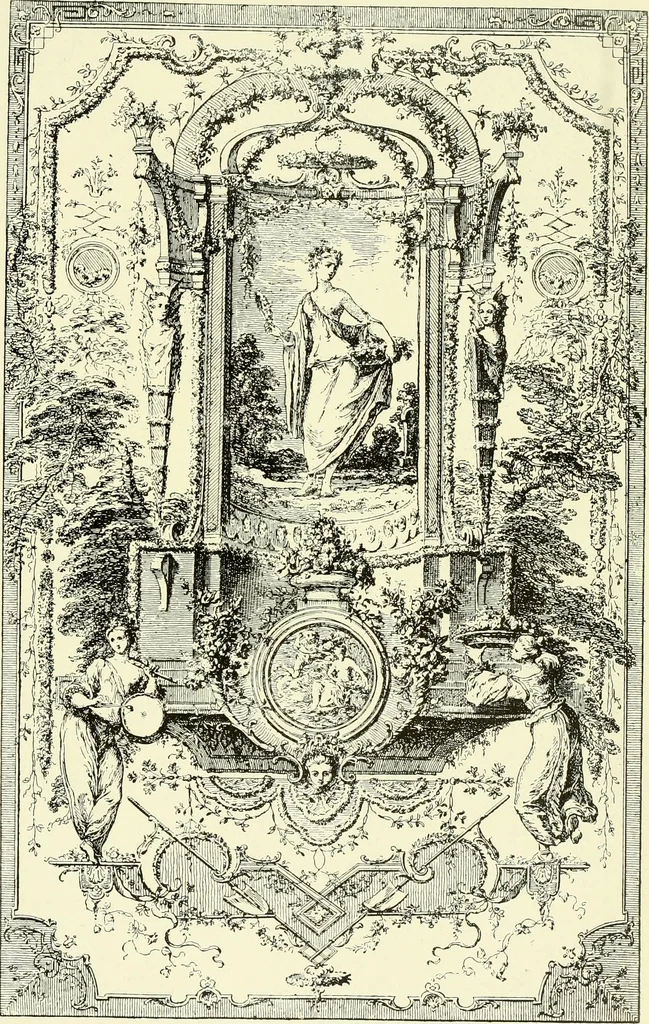 An illustration from An historical guide to French interiors, furniture, decoration, woodwork & allied arts during the last half of the seventeenth century, the whole of the eighteenth century, and the earlier part of the nineteenth, 1903, leaf 214