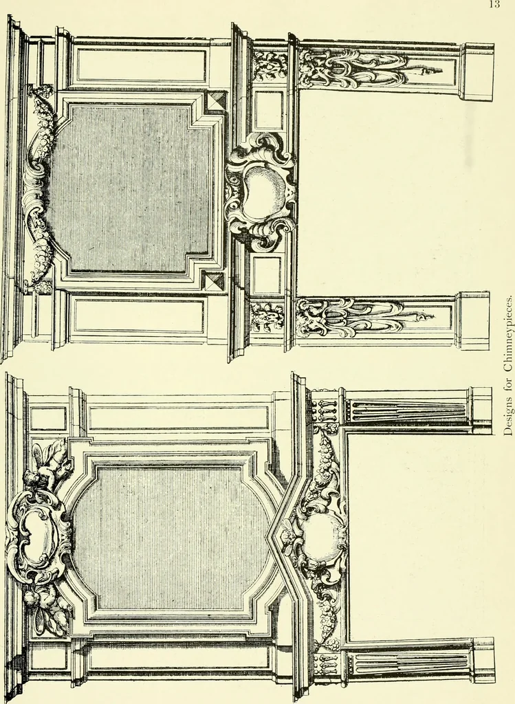 An illustration from An historical guide to French interiors, furniture, decoration, woodwork & allied arts during the last half of the seventeenth century, the whole of the eighteenth century, and the earlier part of the nineteenth, 1903, leaf 22