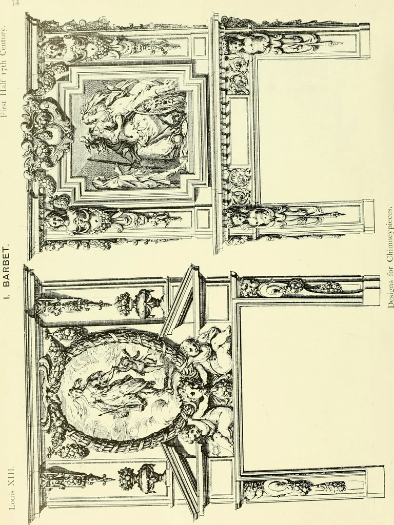 An illustration from An historical guide to French interiors, furniture, decoration, woodwork & allied arts during the last half of the seventeenth century, the whole of the eighteenth century, and the earlier part of the nineteenth, 1903, leaf 23