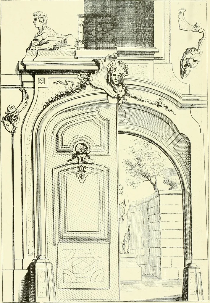 An illustration from An historical guide to French interiors, furniture, decoration, woodwork & allied arts during the last half of the seventeenth century, the whole of the eighteenth century, and the earlier part of the nineteenth, 1903, leaf 232