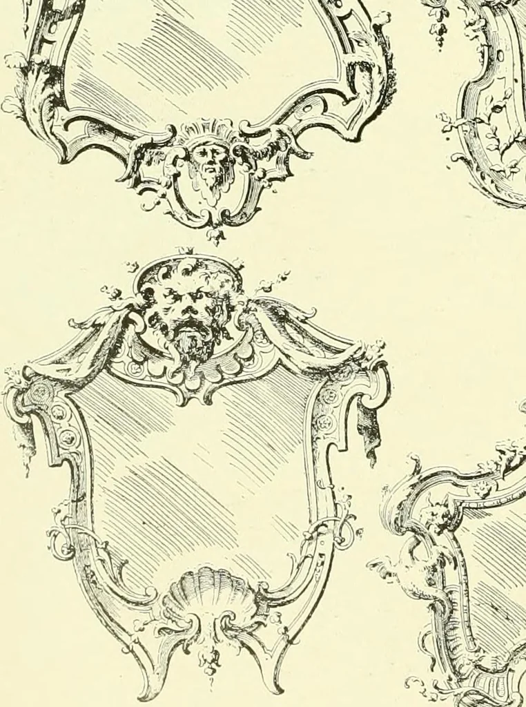 An illustration from An historical guide to French interiors, furniture, decoration, woodwork & allied arts during the last half of the seventeenth century, the whole of the eighteenth century, and the earlier part of the nineteenth, 1903, leaf 237