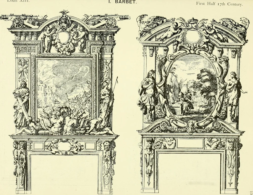 An illustration from An historical guide to French interiors, furniture, decoration, woodwork & allied arts during the last half of the seventeenth century, the whole of the eighteenth century, and the earlier part of the nineteenth, 1903, leaf 24