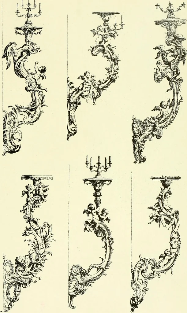 An illustration from An historical guide to French interiors, furniture, decoration, woodwork & allied arts during the last half of the seventeenth century, the whole of the eighteenth century, and the earlier part of the nineteenth, 1903, leaf 240