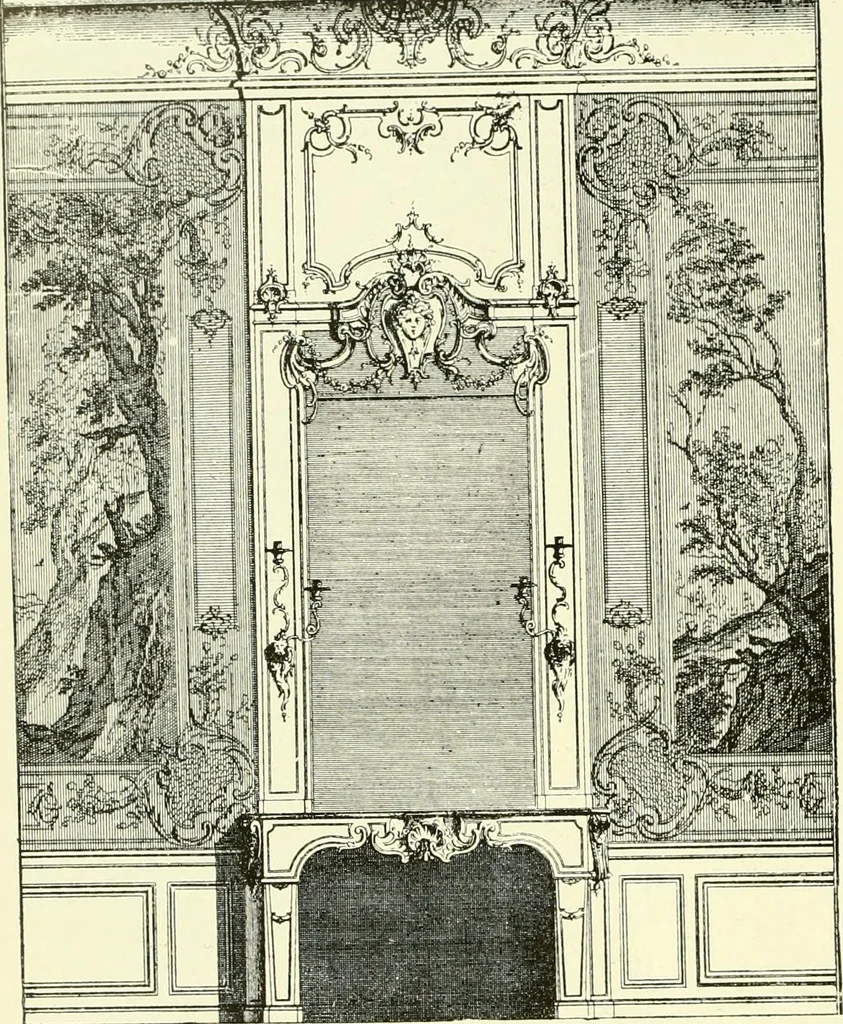An illustration from An historical guide to French interiors, furniture, decoration, woodwork & allied arts during the last half of the seventeenth century, the whole of the eighteenth century, and the earlier part of the nineteenth, 1903, leaf 241