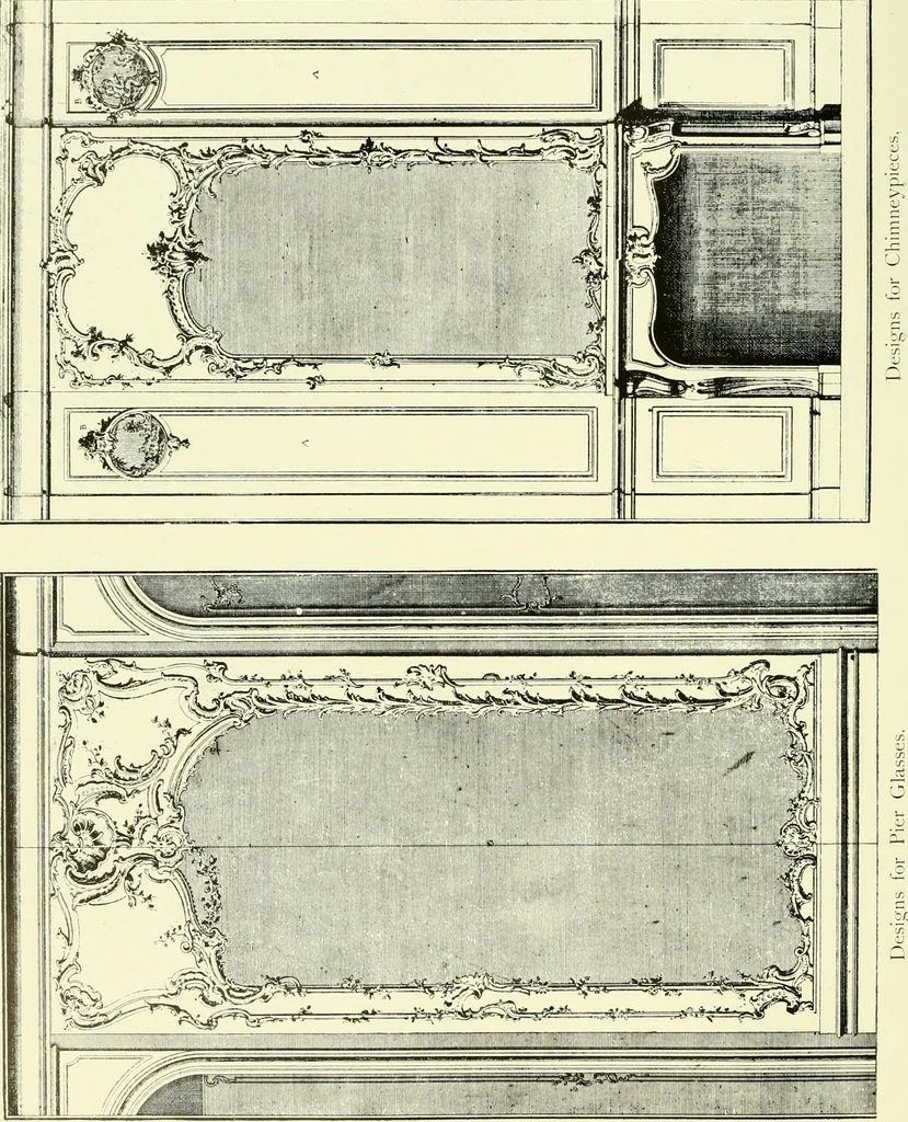 An illustration from An historical guide to French interiors, furniture, decoration, woodwork & allied arts during the last half of the seventeenth century, the whole of the eighteenth century, and the earlier part of the nineteenth, 1903, leaf 245