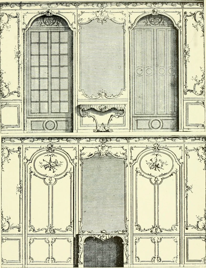 An illustration from An historical guide to French interiors, furniture, decoration, woodwork & allied arts during the last half of the seventeenth century, the whole of the eighteenth century, and the earlier part of the nineteenth, 1903, leaf 248