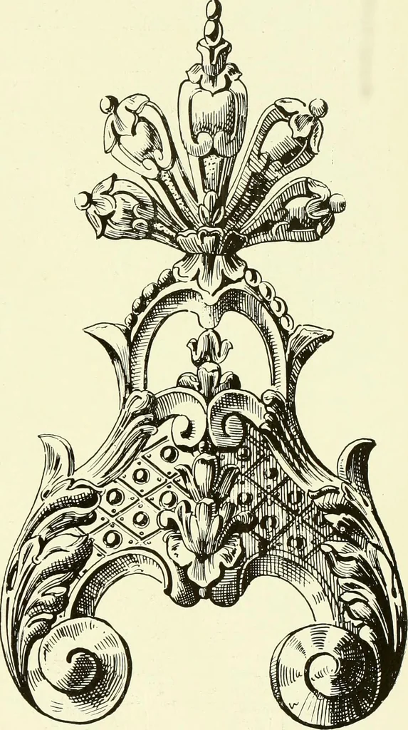 An illustration from An historical guide to French interiors, furniture, decoration, woodwork & allied arts during the last half of the seventeenth century, the whole of the eighteenth century, and the earlier part of the nineteenth, 1903, leaf 252