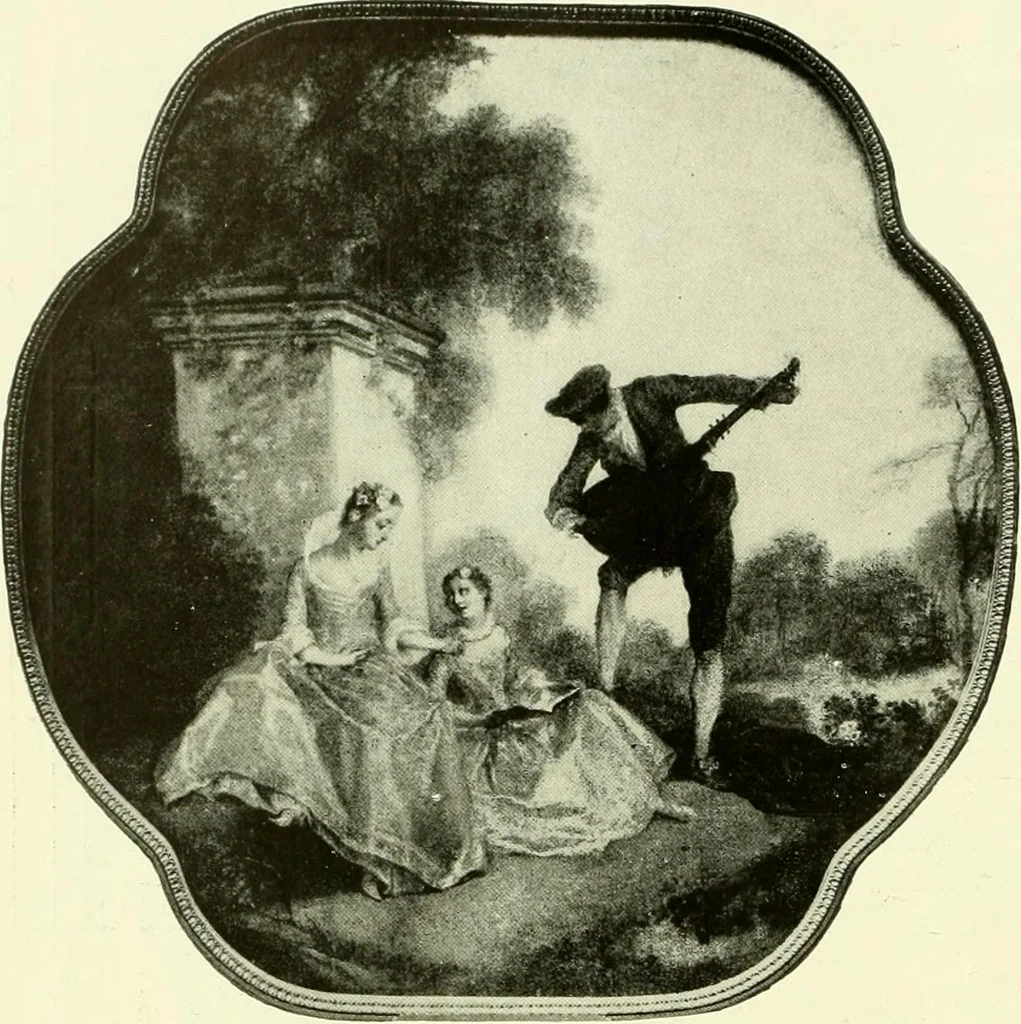 An illustration from An historical guide to French interiors, furniture, decoration, woodwork & allied arts during the last half of the seventeenth century, the whole of the eighteenth century, and the earlier part of the nineteenth, 1903, leaf 255