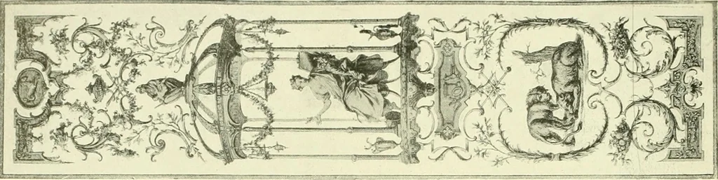 An illustration from An historical guide to French interiors, furniture, decoration, woodwork & allied arts during the last half of the seventeenth century, the whole of the eighteenth century, and the earlier part of the nineteenth, 1903, leaf 261