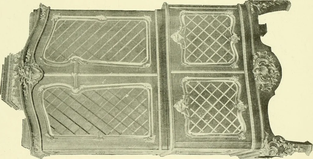 An illustration from An historical guide to French interiors, furniture, decoration, woodwork & allied arts during the last half of the seventeenth century, the whole of the eighteenth century, and the earlier part of the nineteenth, 1903, leaf 262
