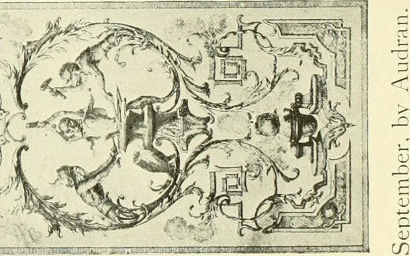 An illustration from An historical guide to French interiors, furniture, decoration, woodwork & allied arts during the last half of the seventeenth century, the whole of the eighteenth century, and the earlier part of the nineteenth, 1903, leaf 262