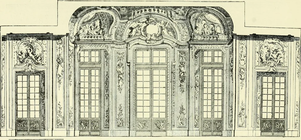 An illustration from An historical guide to French interiors, furniture, decoration, woodwork & allied arts during the last half of the seventeenth century, the whole of the eighteenth century, and the earlier part of the nineteenth, 1903, leaf 266