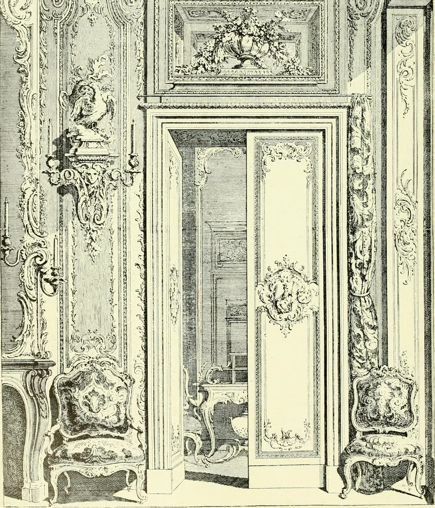 An illustration from An historical guide to French interiors, furniture, decoration, woodwork & allied arts during the last half of the seventeenth century, the whole of the eighteenth century, and the earlier part of the nineteenth, 1903, leaf 267