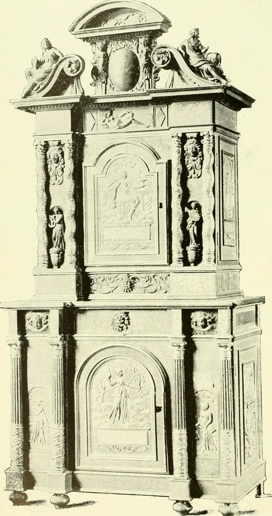 An illustration from An historical guide to French interiors, furniture, decoration, woodwork & allied arts during the last half of the seventeenth century, the whole of the eighteenth century, and the earlier part of the nineteenth, 1903, leaf 27