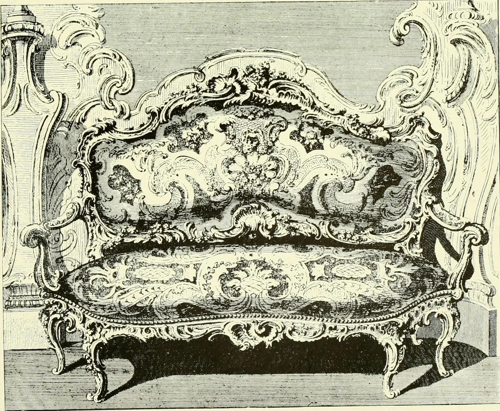 An illustration from An historical guide to French interiors, furniture, decoration, woodwork & allied arts during the last half of the seventeenth century, the whole of the eighteenth century, and the earlier part of the nineteenth, 1903, leaf 274