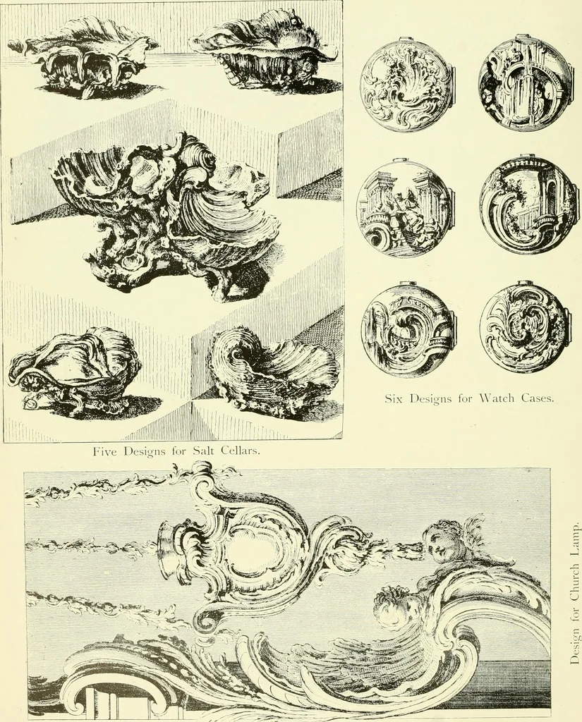 An illustration from An historical guide to French interiors, furniture, decoration, woodwork & allied arts during the last half of the seventeenth century, the whole of the eighteenth century, and the earlier part of the nineteenth, 1903, leaf 275