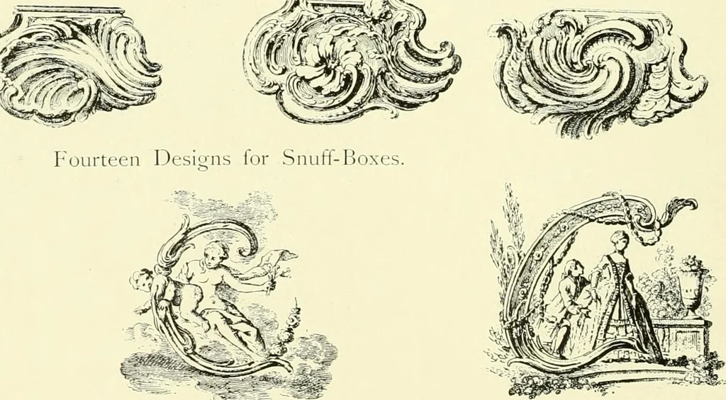 An illustration from An historical guide to French interiors, furniture, decoration, woodwork & allied arts during the last half of the seventeenth century, the whole of the eighteenth century, and the earlier part of the nineteenth, 1903, leaf 277