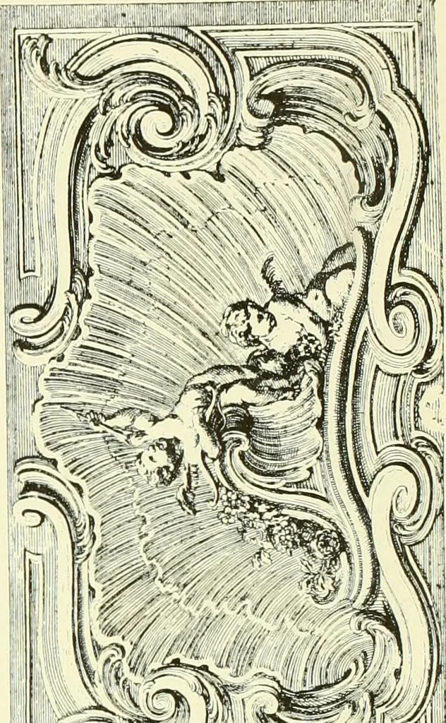 An illustration from An historical guide to French interiors, furniture, decoration, woodwork & allied arts during the last half of the seventeenth century, the whole of the eighteenth century, and the earlier part of the nineteenth, 1903, leaf 278