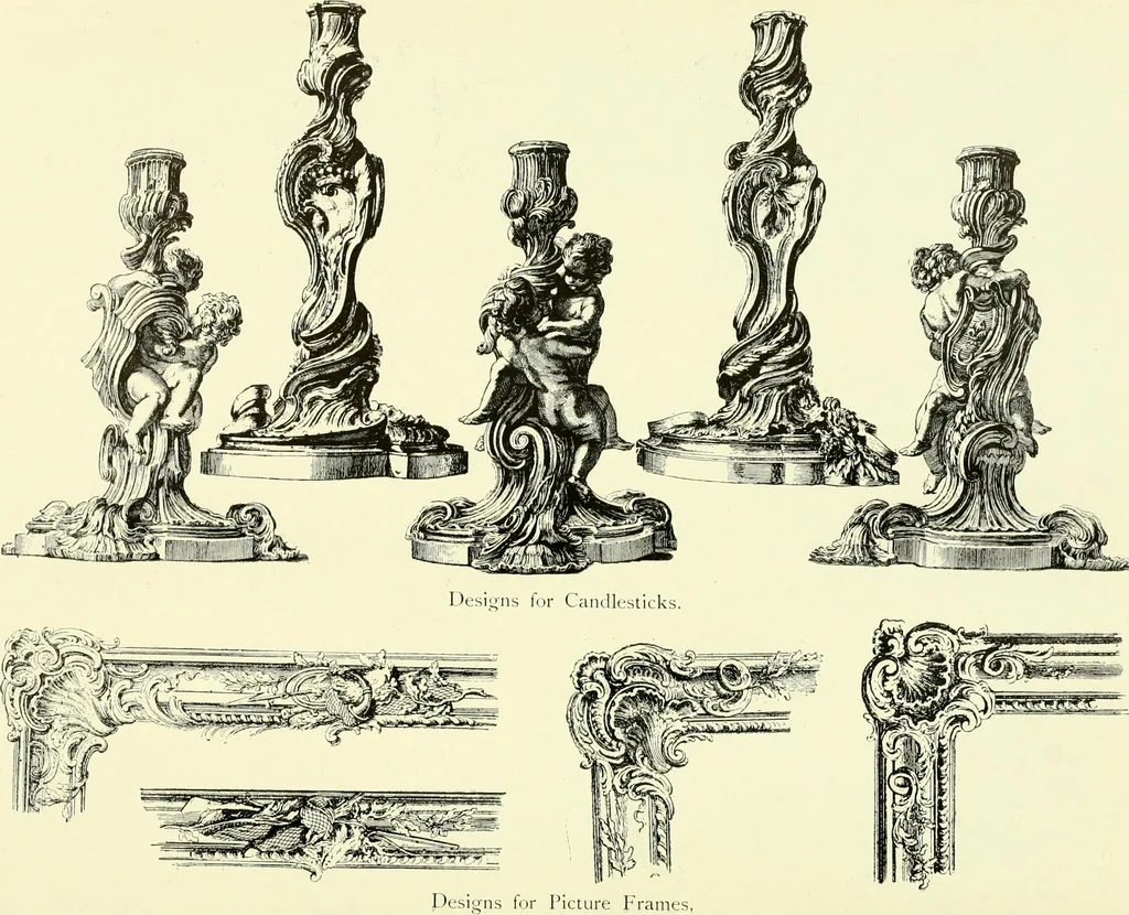 An illustration from An historical guide to French interiors, furniture, decoration, woodwork & allied arts during the last half of the seventeenth century, the whole of the eighteenth century, and the earlier part of the nineteenth, 1903, leaf 279