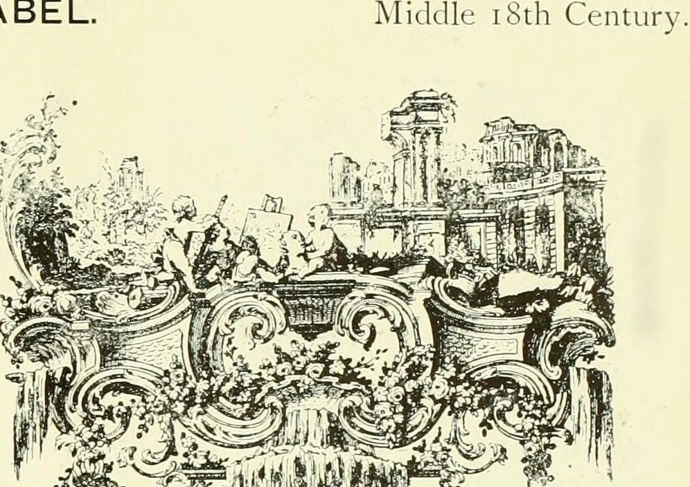 An illustration from An historical guide to French interiors, furniture, decoration, woodwork & allied arts during the last half of the seventeenth century, the whole of the eighteenth century, and the earlier part of the nineteenth, 1903, leaf 282