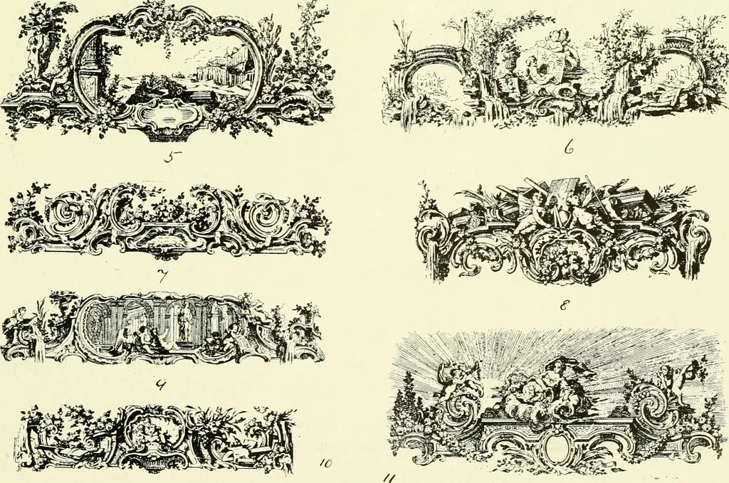 An illustration from An historical guide to French interiors, furniture, decoration, woodwork & allied arts during the last half of the seventeenth century, the whole of the eighteenth century, and the earlier part of the nineteenth, 1903, leaf 282