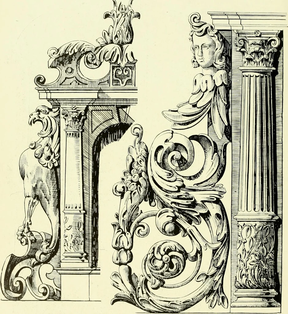 An illustration from An historical guide to French interiors, furniture, decoration, woodwork & allied arts during the last half of the seventeenth century, the whole of the eighteenth century, and the earlier part of the nineteenth, 1903, leaf 29