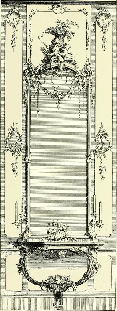 An illustration from An historical guide to French interiors, furniture, decoration, woodwork & allied arts during the last half of the seventeenth century, the whole of the eighteenth century, and the earlier part of the nineteenth, 1903, leaf 294
