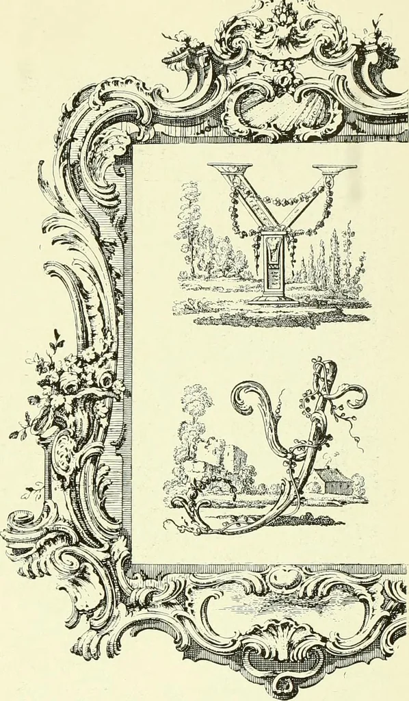 An illustration from An historical guide to French interiors, furniture, decoration, woodwork & allied arts during the last half of the seventeenth century, the whole of the eighteenth century, and the earlier part of the nineteenth, 1903, leaf 294