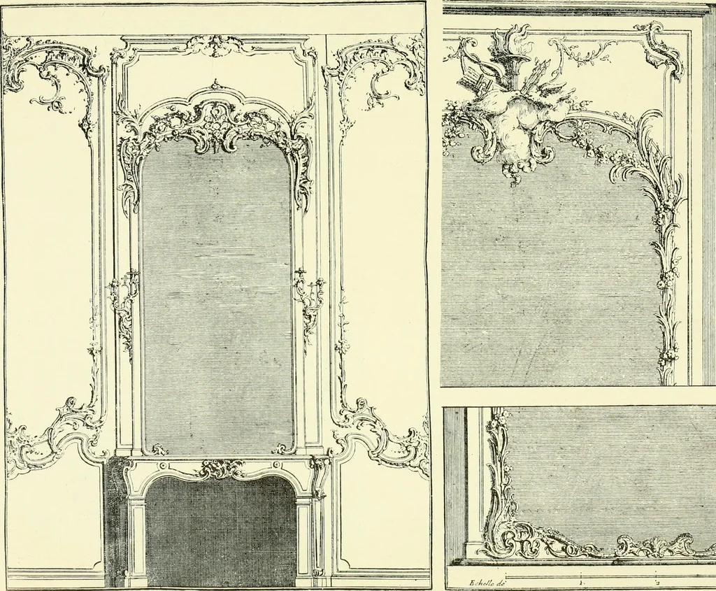 An illustration from An historical guide to French interiors, furniture, decoration, woodwork & allied arts during the last half of the seventeenth century, the whole of the eighteenth century, and the earlier part of the nineteenth, 1903, leaf 302