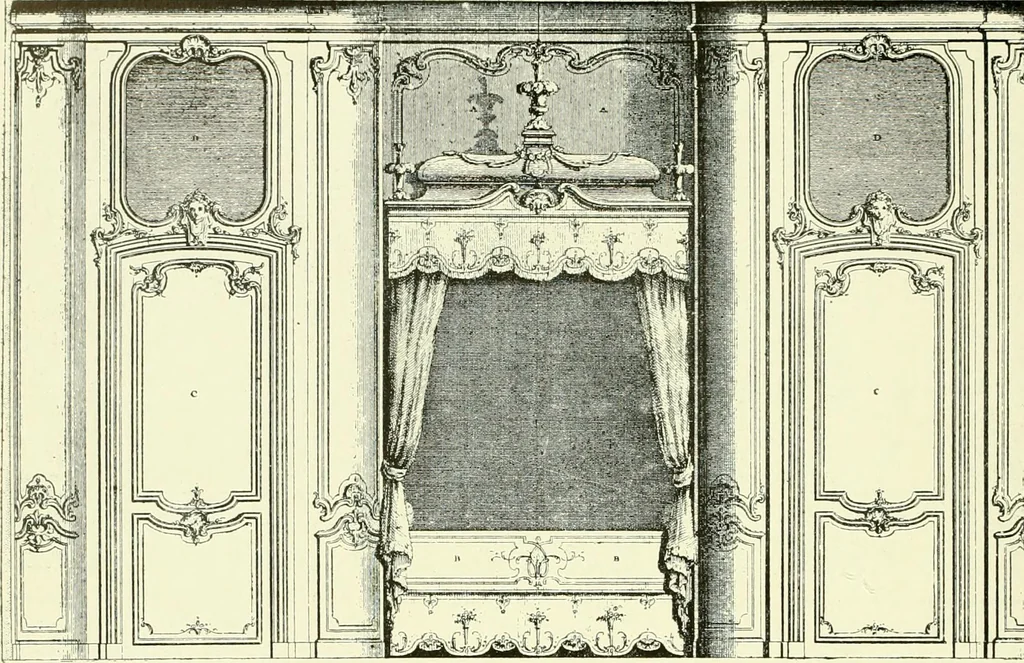 An illustration from An historical guide to French interiors, furniture, decoration, woodwork & allied arts during the last half of the seventeenth century, the whole of the eighteenth century, and the earlier part of the nineteenth, 1903, leaf 303